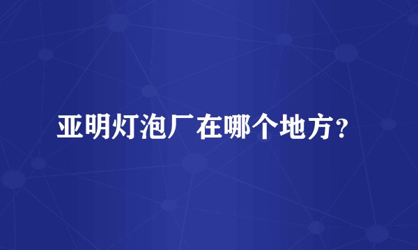 亚明灯泡厂在哪个地方？