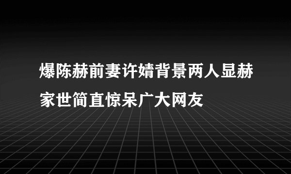 爆陈赫前妻许婧背景两人显赫家世简直惊呆广大网友
