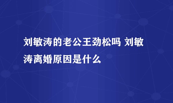 刘敏涛的老公王劲松吗 刘敏涛离婚原因是什么
