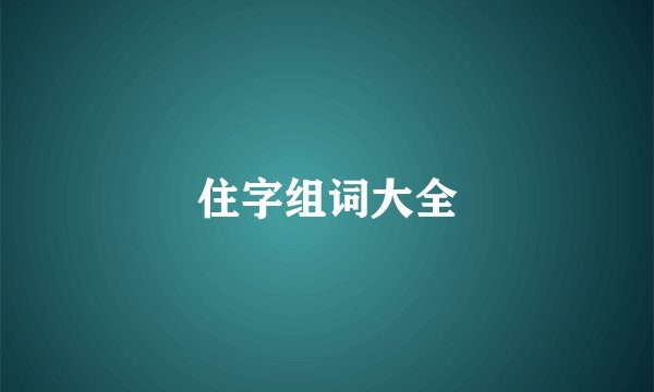 住字组词大全