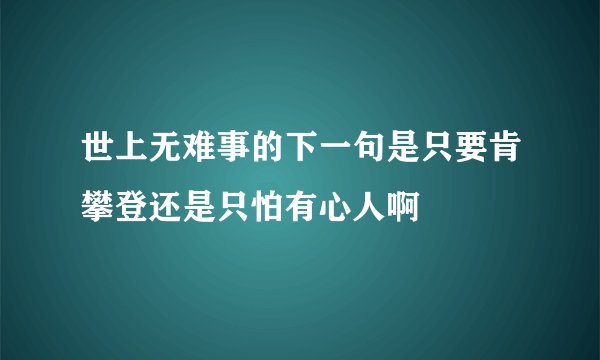 世上无难事的下一句是只要肯攀登还是只怕有心人啊