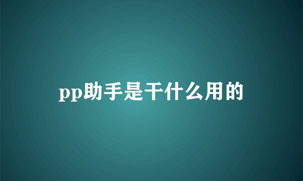 pp助手是干什么用的