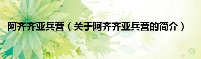 阿齐齐亚兵营（关于阿齐齐亚兵营的简介）