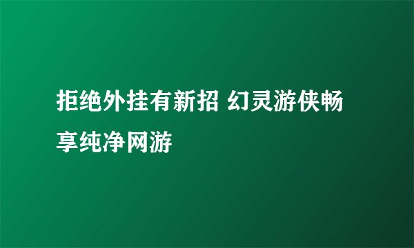 拒绝外挂有新招 幻灵游侠畅享纯净网游