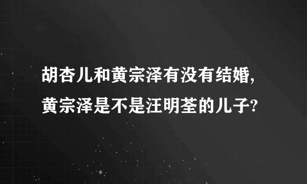 胡杏儿和黄宗泽有没有结婚,黄宗泽是不是汪明荃的儿子?