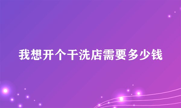 我想开个干洗店需要多少钱