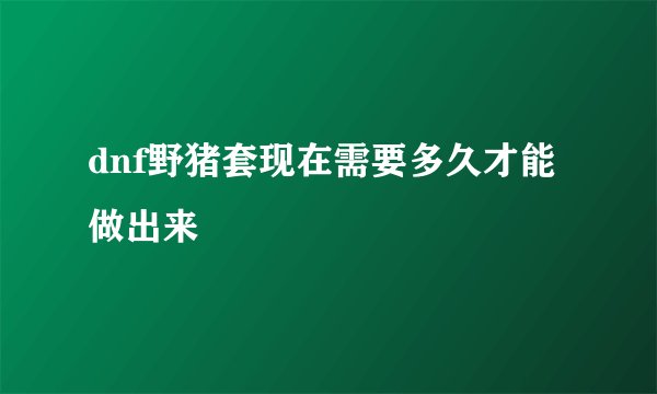 dnf野猪套现在需要多久才能做出来