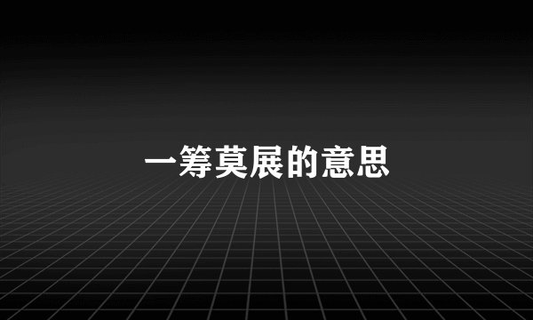 一筹莫展的意思
