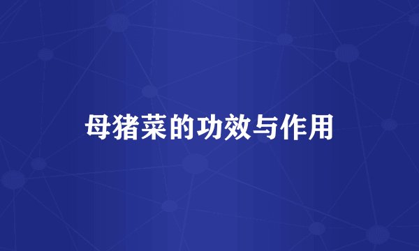 母猪菜的功效与作用