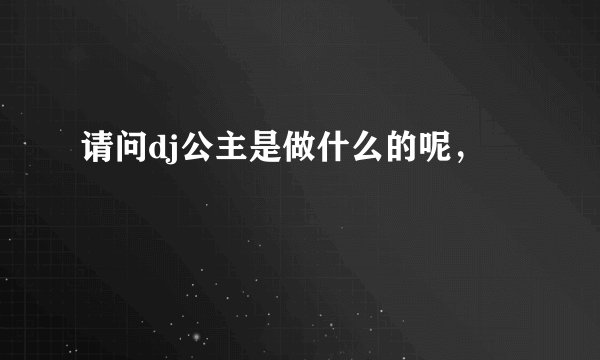 请问dj公主是做什么的呢，