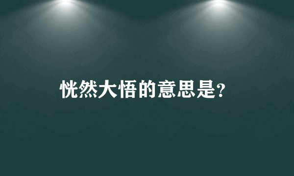 恍然大悟的意思是？