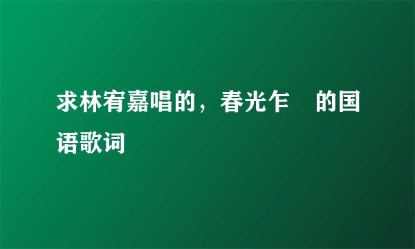 求林宥嘉唱的，春光乍洩的国语歌词