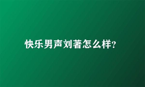 快乐男声刘著怎么样？