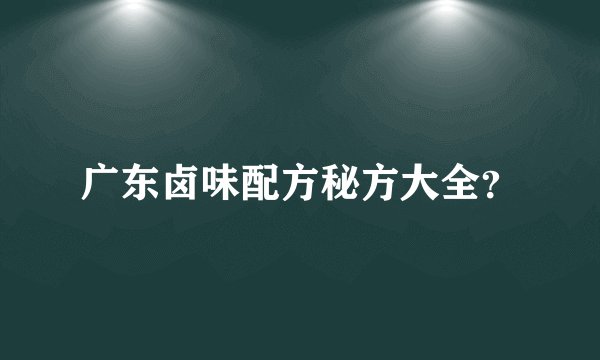 广东卤味配方秘方大全？