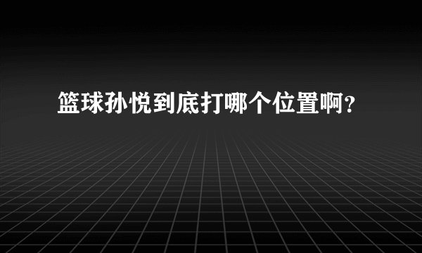 篮球孙悦到底打哪个位置啊？