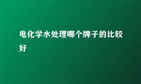 电化学水处理哪个牌子的比较好
