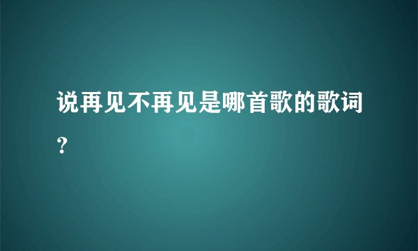 说再见不再见是哪首歌的歌词？