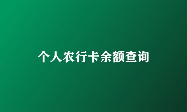 个人农行卡余额查询