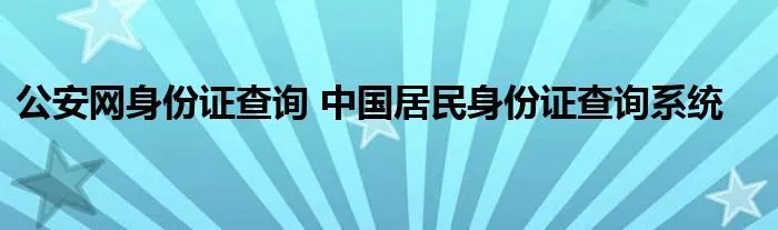 公安网身份证查询 中国居民身份证查询系统