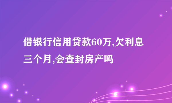 借银行信用贷款60万,欠利息三个月,会查封房产吗