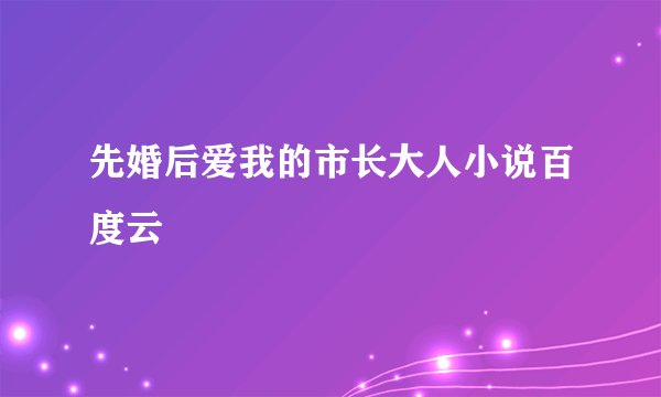 先婚后爱我的市长大人小说百度云
