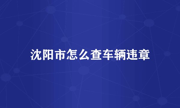 沈阳市怎么查车辆违章