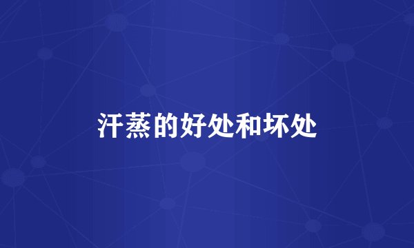 汗蒸的好处和坏处