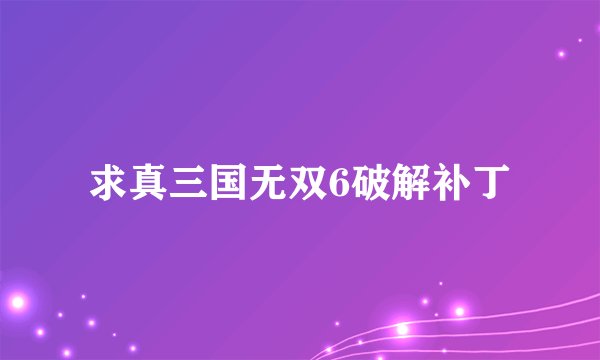 求真三国无双6破解补丁