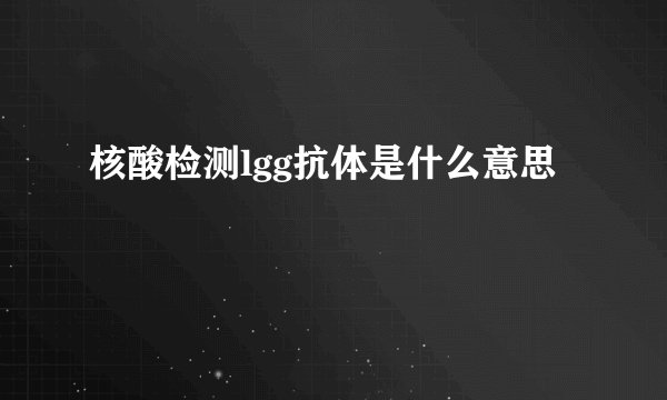核酸检测lgg抗体是什么意思