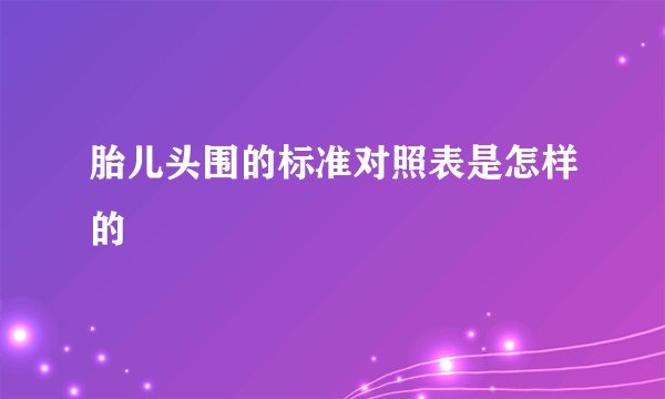 胎儿头围的标准对照表是怎样的