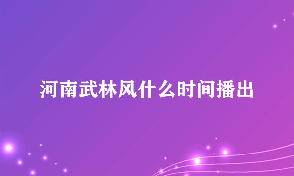 河南武林风什么时间播出