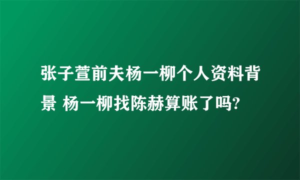 张子萱前夫杨一柳个人资料背景 杨一柳找陈赫算账了吗?