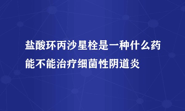盐酸环丙沙星栓是一种什么药能不能治疗细菌性阴道炎