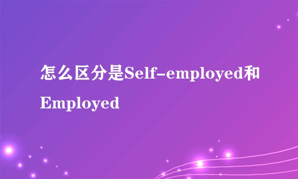 怎么区分是Self-employed和Employed