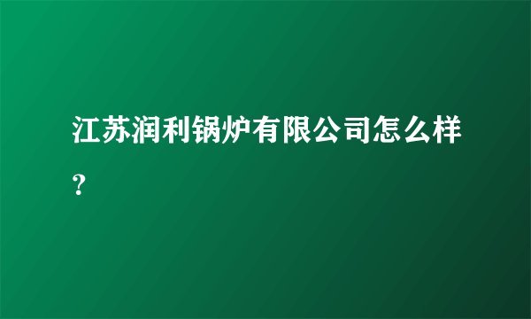 江苏润利锅炉有限公司怎么样?