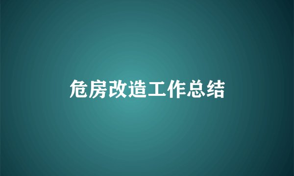 危房改造工作总结