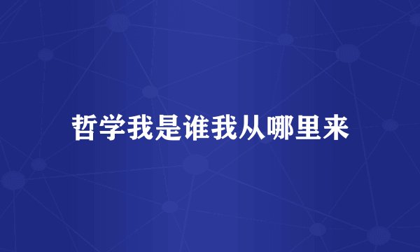 哲学我是谁我从哪里来