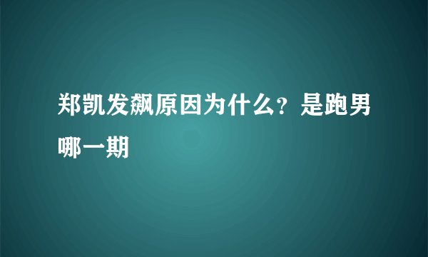 郑凯发飙原因为什么？是跑男哪一期