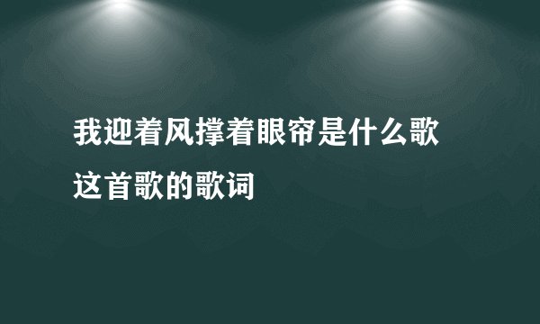 我迎着风撑着眼帘是什么歌 这首歌的歌词