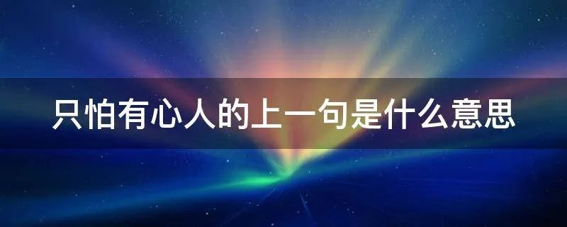 只怕有心人的上一句是什么意思