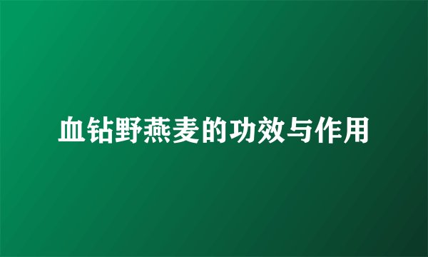 血钻野燕麦的功效与作用