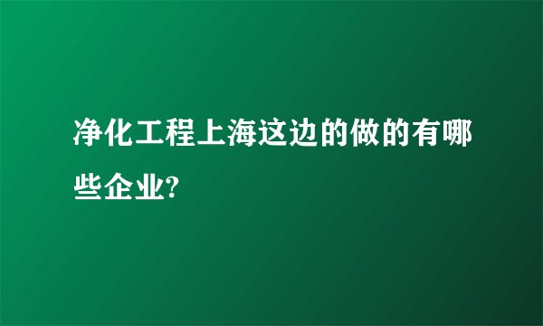 净化工程上海这边的做的有哪些企业?
