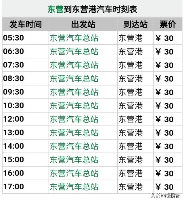东营到东营港的汽车站时刻表？