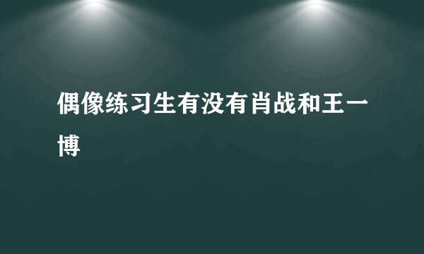 偶像练习生有没有肖战和王一博