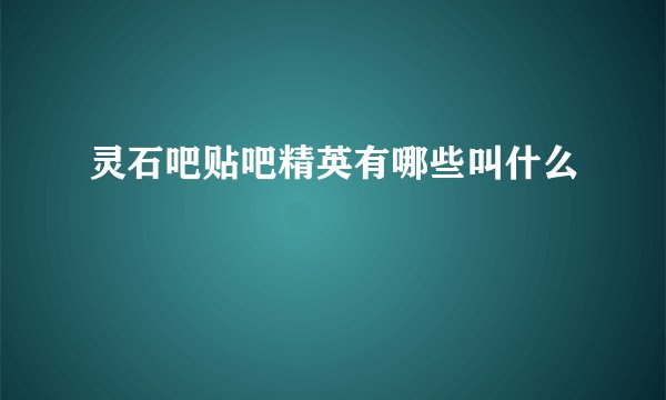 灵石吧贴吧精英有哪些叫什么