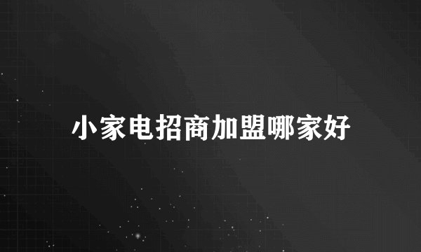 小家电招商加盟哪家好