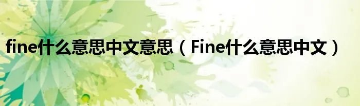 fine什么意思中文意思(Fine什么意思中文)
