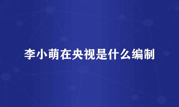 李小萌在央视是什么编制