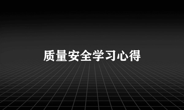 质量安全学习心得