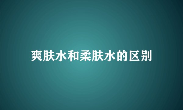 爽肤水和柔肤水的区别